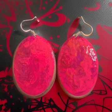 Pink Marble Oval Dome Lures of Love Earrings