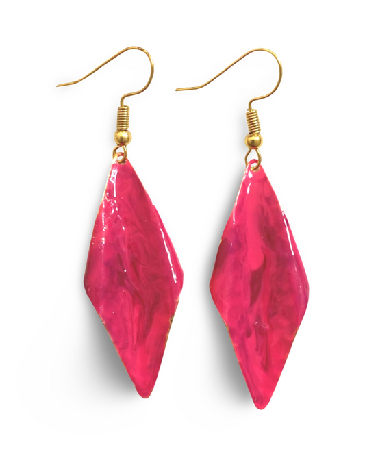 Pink Marble Wavy Lures of Love Earrings