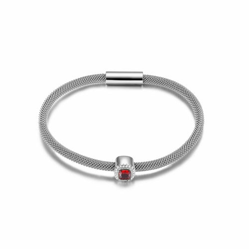 Brilliant Cut CZ Halo Bangle Bracelet